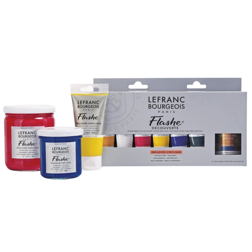 Lefranc Bourgeois Flashe Akrilik Boya Discovery Box (6x20ml+Mat Vernik 120ml)