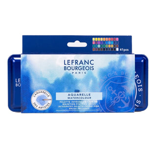 Lefranc Bourgeois Fine Sulu Boya Seti Metal Kutulu (40xYarım Tablet + Sincap Kılı Fırça)