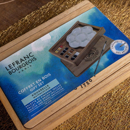 Lefranc Bourgeois Fine Sulu Boya Seti Ahşap Kutulu (12xYarım Tablet + Fırça + Palet)