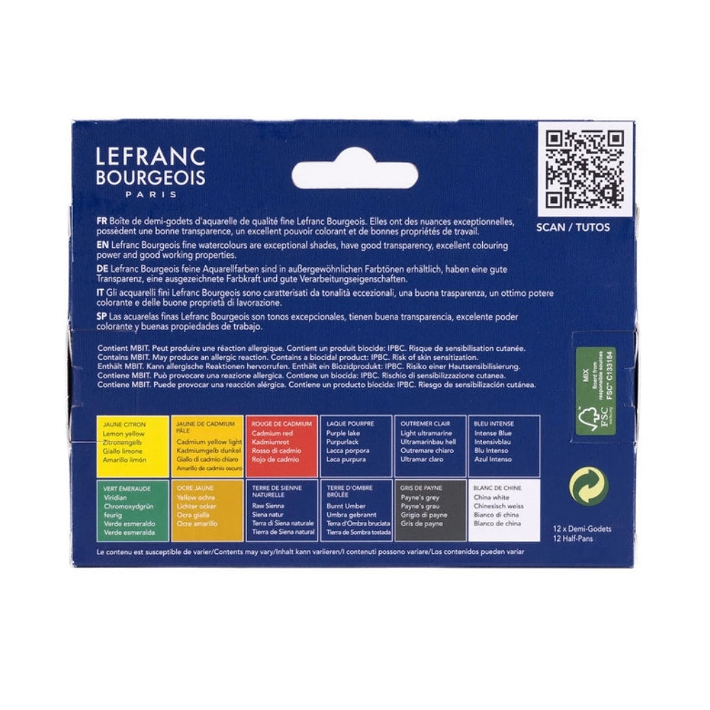 Lefranc Bourgeois Studio Sulu Boya Seti Plastik Kutulu 12xYarım Tablet