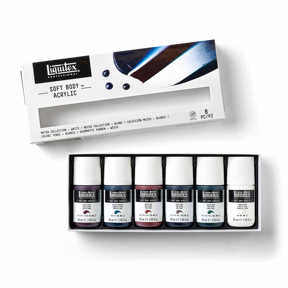 Liquitex Professional Soft Body Akrilik Boya 6x59ml Set Muted Collection + White