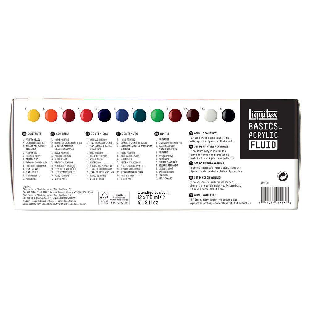 Liquitex Basics Fluid Akrilik Boya Seti 12x118ml