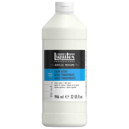 Clear Gesso ahşap panel üzerine fırça ile uygulanmış şeffaf mat astar örneği