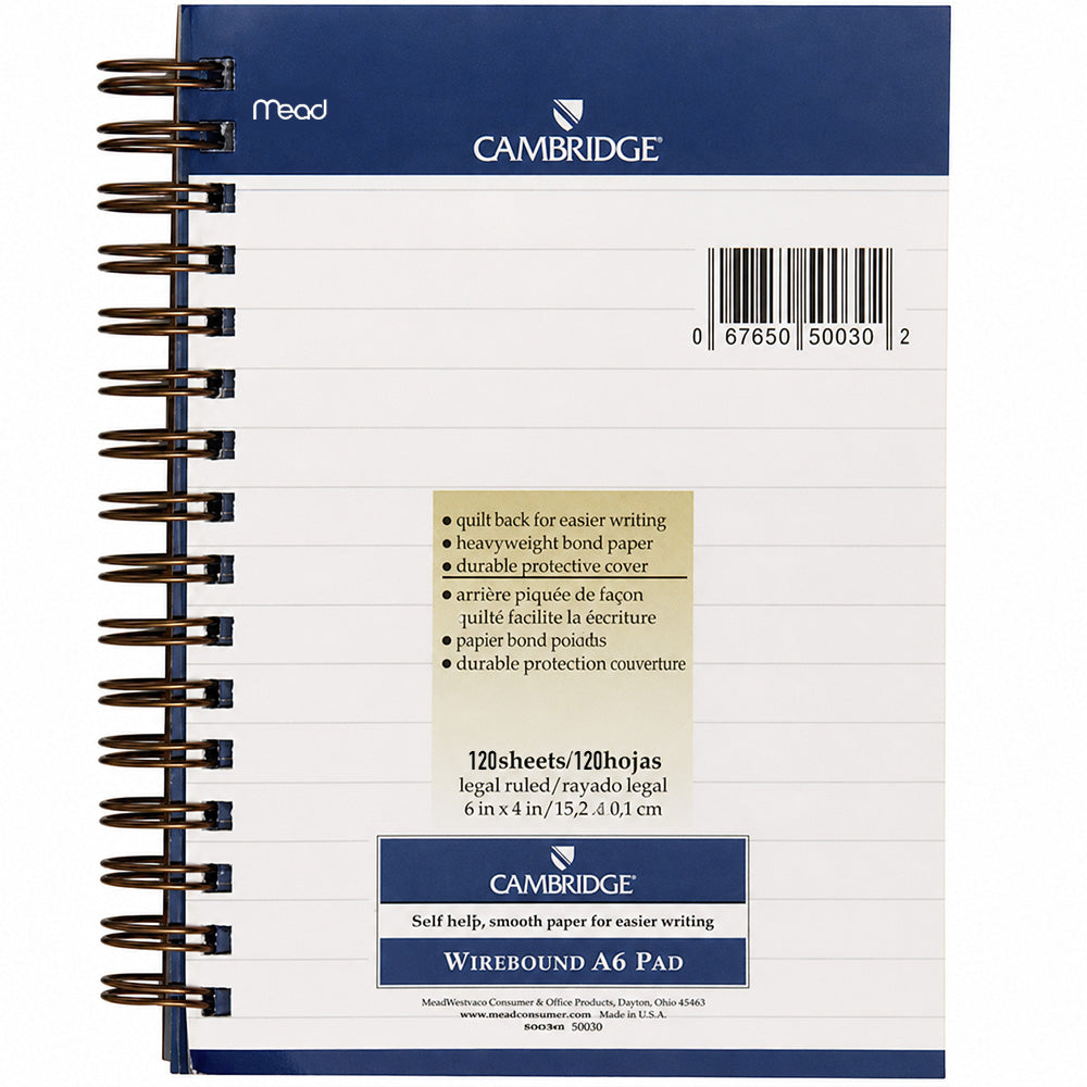 Mead Spiral Çizgili Defter (Tel Spiralli) A6 120 Yaprak Beyaz