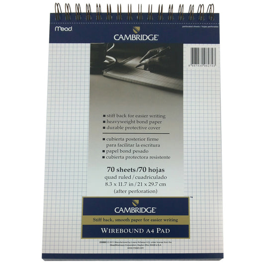 Mead Cambridge Kareli Bloknot (Tel Spiralli) A4 70 Yaprak Beyaz