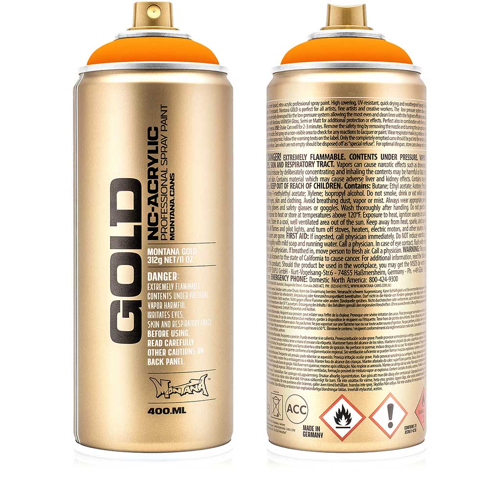Montana Gold Akrilik Sprey Boya 400ml Power Orange (Fluo) F2000