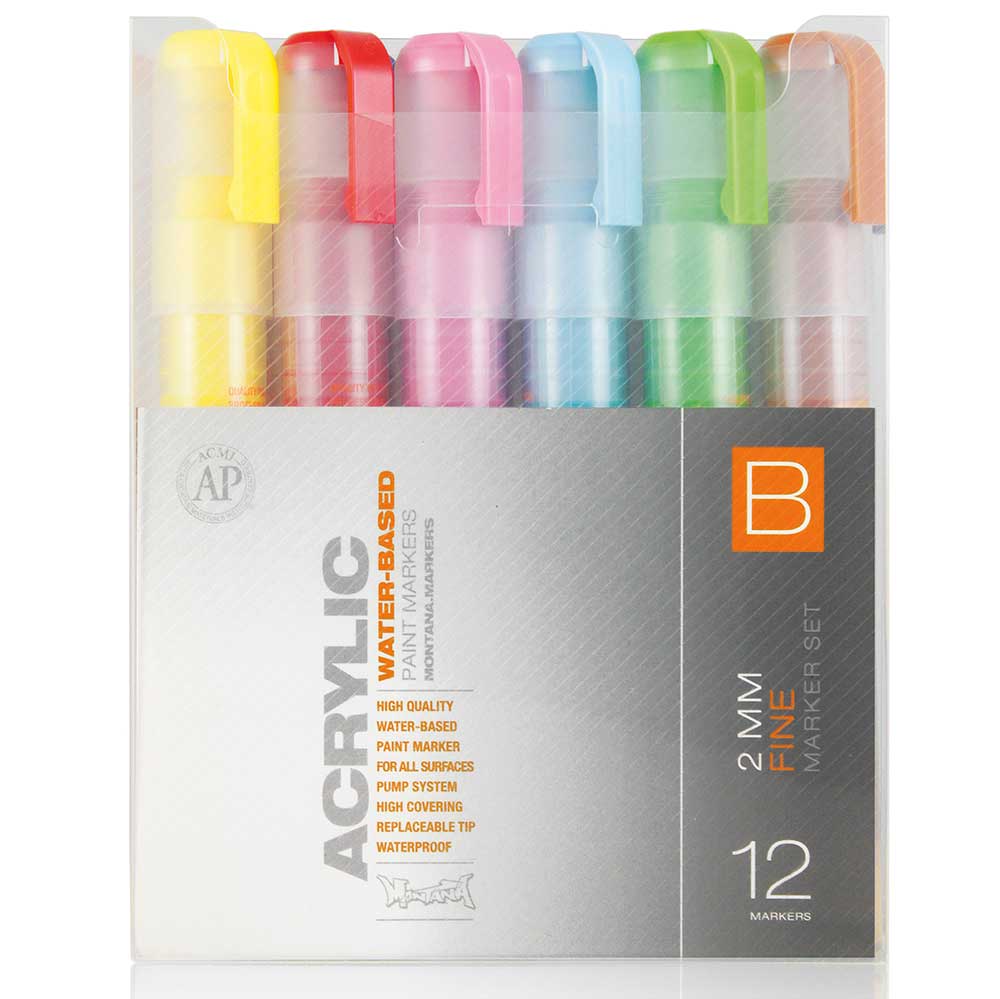 Montana Akrilik Markör İnce Uç 2mm Set B (12 renk)