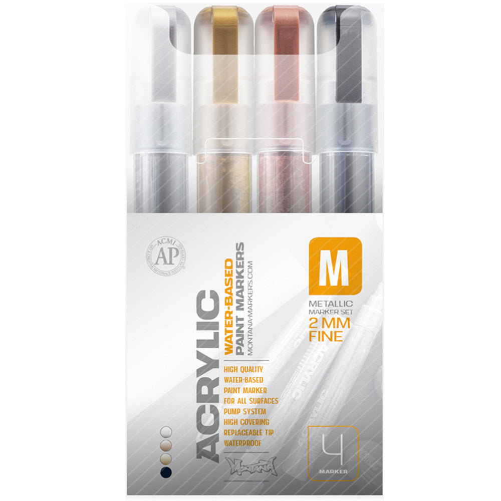 Montana Akrilik Metalik Markör Seti İnce Uç 2mm (4 renk)