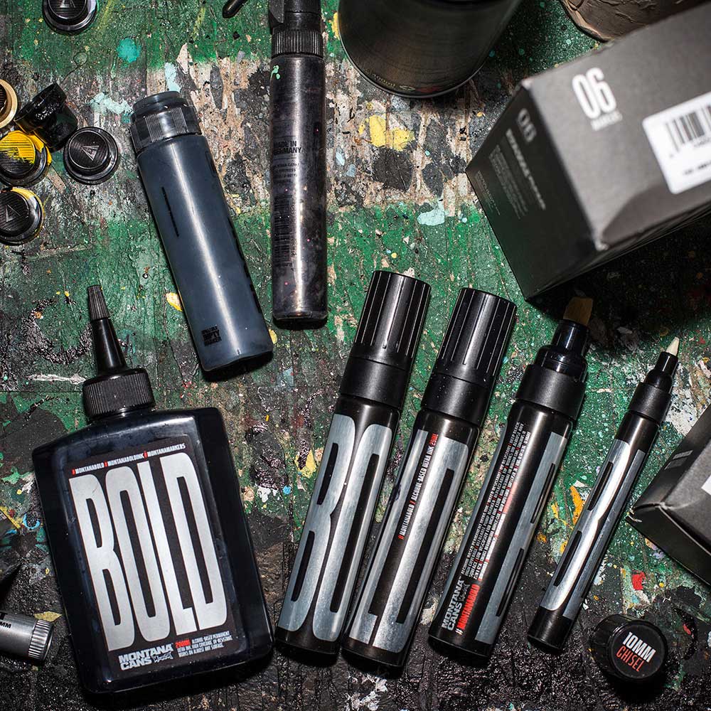 Montana Bold Ultra-Siyah Mürekkepli Permanent Markör Kesik Uç:10mm