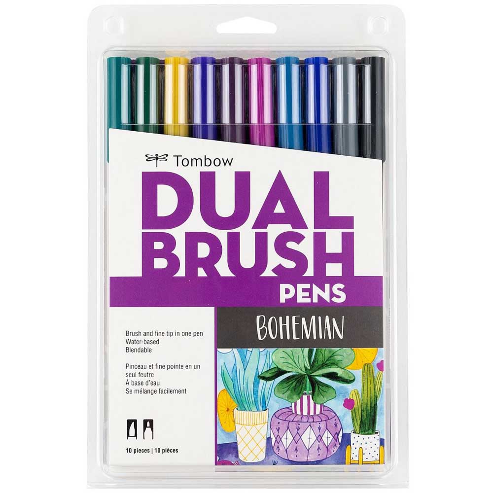 Tombow AB-T Dual Brush Pen Bohemian (Bohem Renkler) 10'lu Set