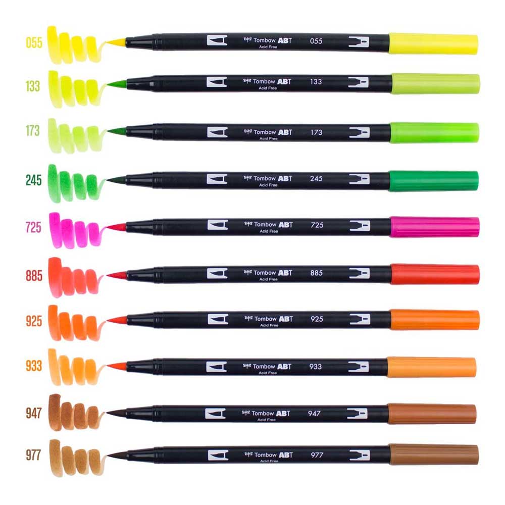 Tombow AB-T Dual Brush Pen Citrus (Narenciye Renkler) 10'lu Set