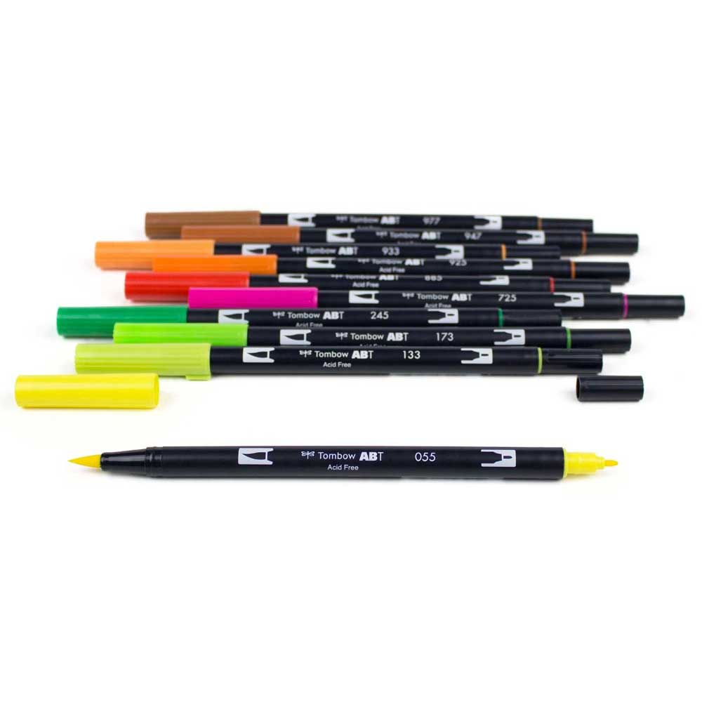 Tombow AB-T Dual Brush Pen Citrus (Narenciye Renkler) 10'lu Set