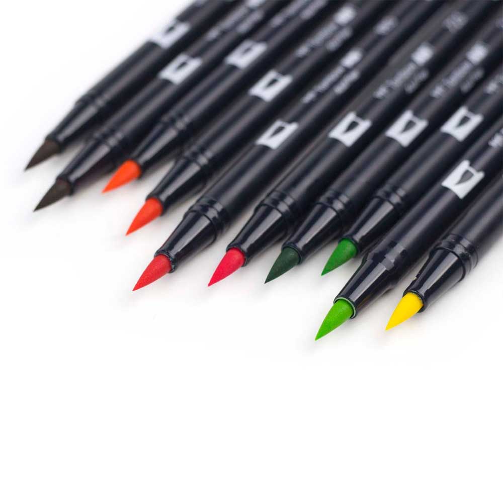 Tombow AB-T Dual Brush Pen Citrus (Narenciye Renkler) 10'lu Set
