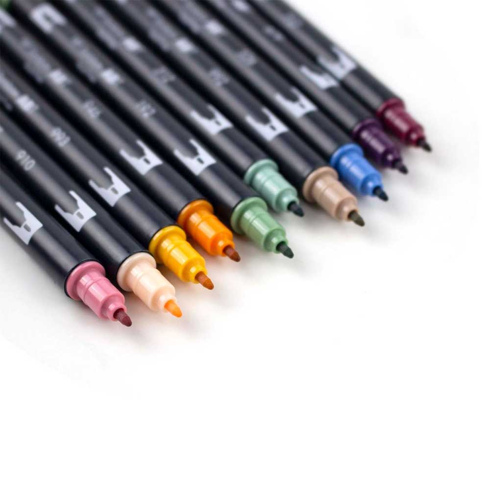 Tombow AB-T Dual Brush Pen Cottage (Kırevi Renkleri) 10'lu Set