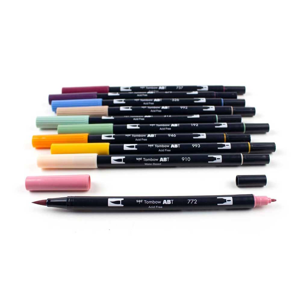 Tombow AB-T Dual Brush Pen Cottage (Kırevi Renkleri) 10'lu Set