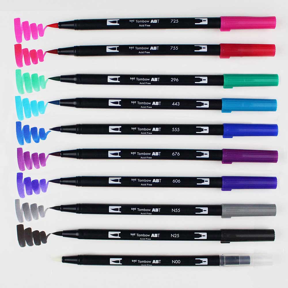Tombow AB-T Dual Brush Pen Galaxy (Galaksi Renkleri) 10'lu Set