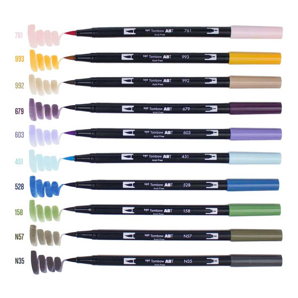 Tombow AB-T Dual Brush Pen Landscape (Peyzaj Renkleri) 10'lu Set