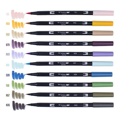 Tombow AB-T Dual Brush Pen Landscape (Peyzaj Renkleri) 10'lu Set