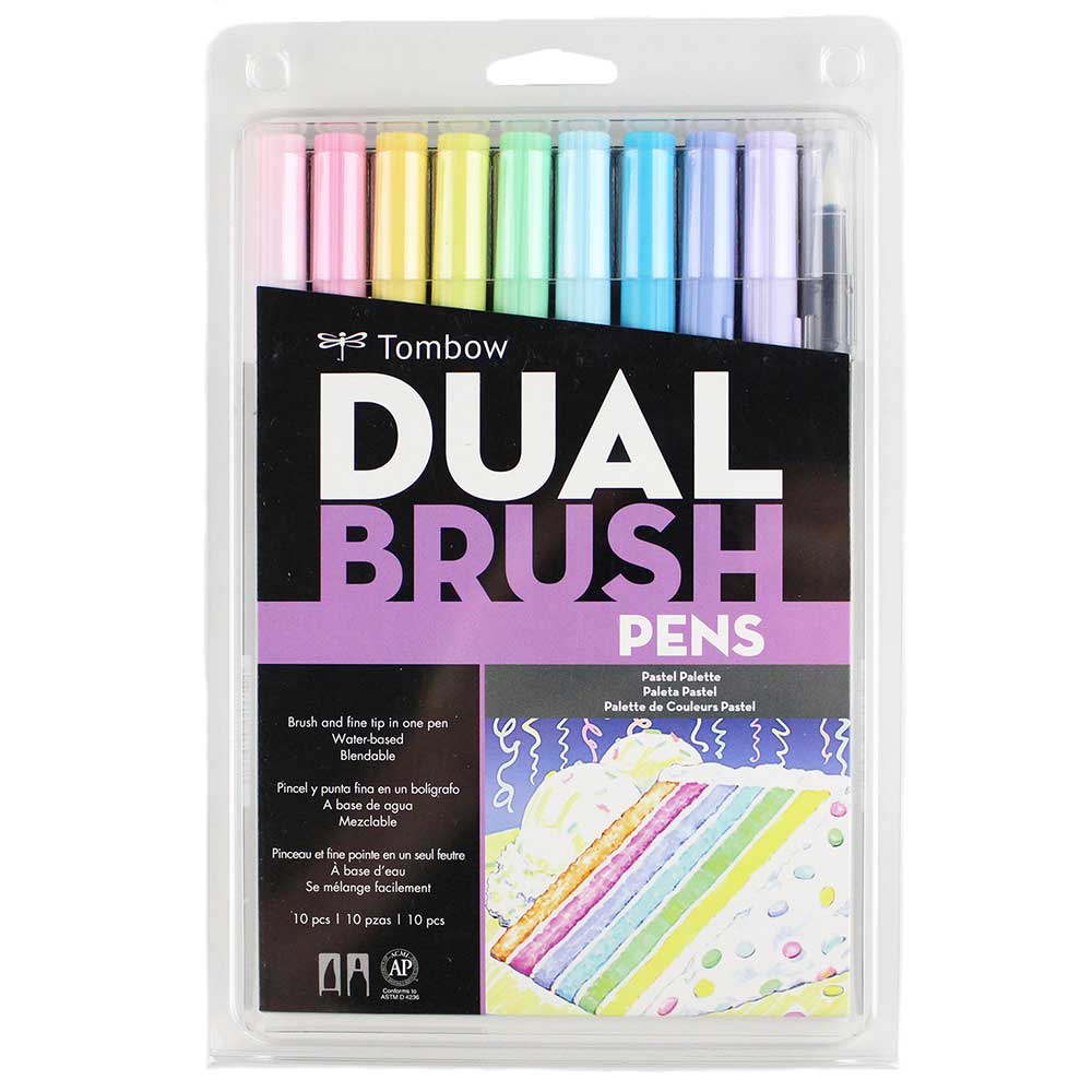 Tombow AB-T Dual Brush Pen Pastel (Pastel Renkler) 10'lu Set