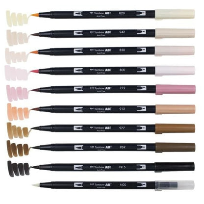 Tombow AB-T Dual Brush Pen Portrait (Portre Renkleri) 10'lu Set