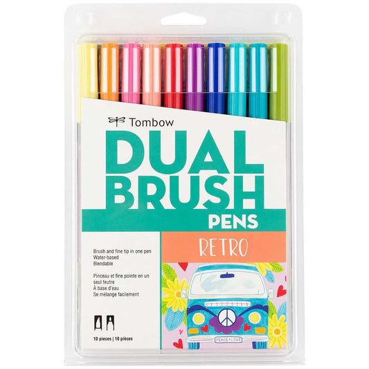 Tombow AB-T Dual Brush Pen Retro (Retro Renkler) 10'lu Set