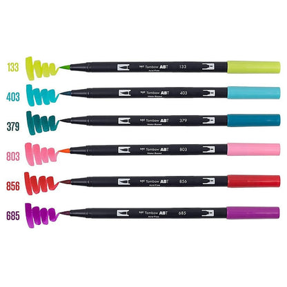 Tombow AB-T Dual Brush Pen Tropical (Tropikal Renkler) 10'lu Set