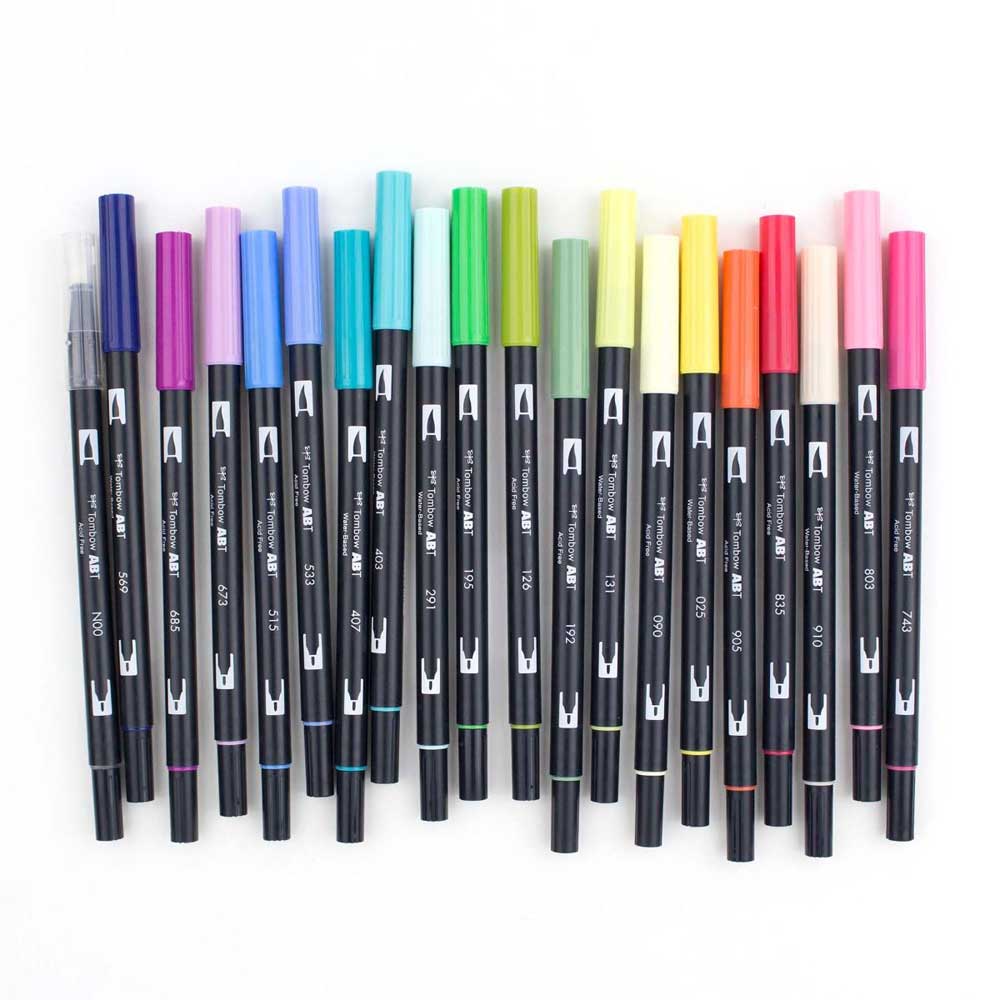 Tombow AB-T Dual Brush Pen Floral (Çiçek Renkleri) 20'li Set