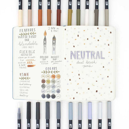 Tombow AB-T Dual Brush Pen Neutral (Nötr Renkler) 20'li Set