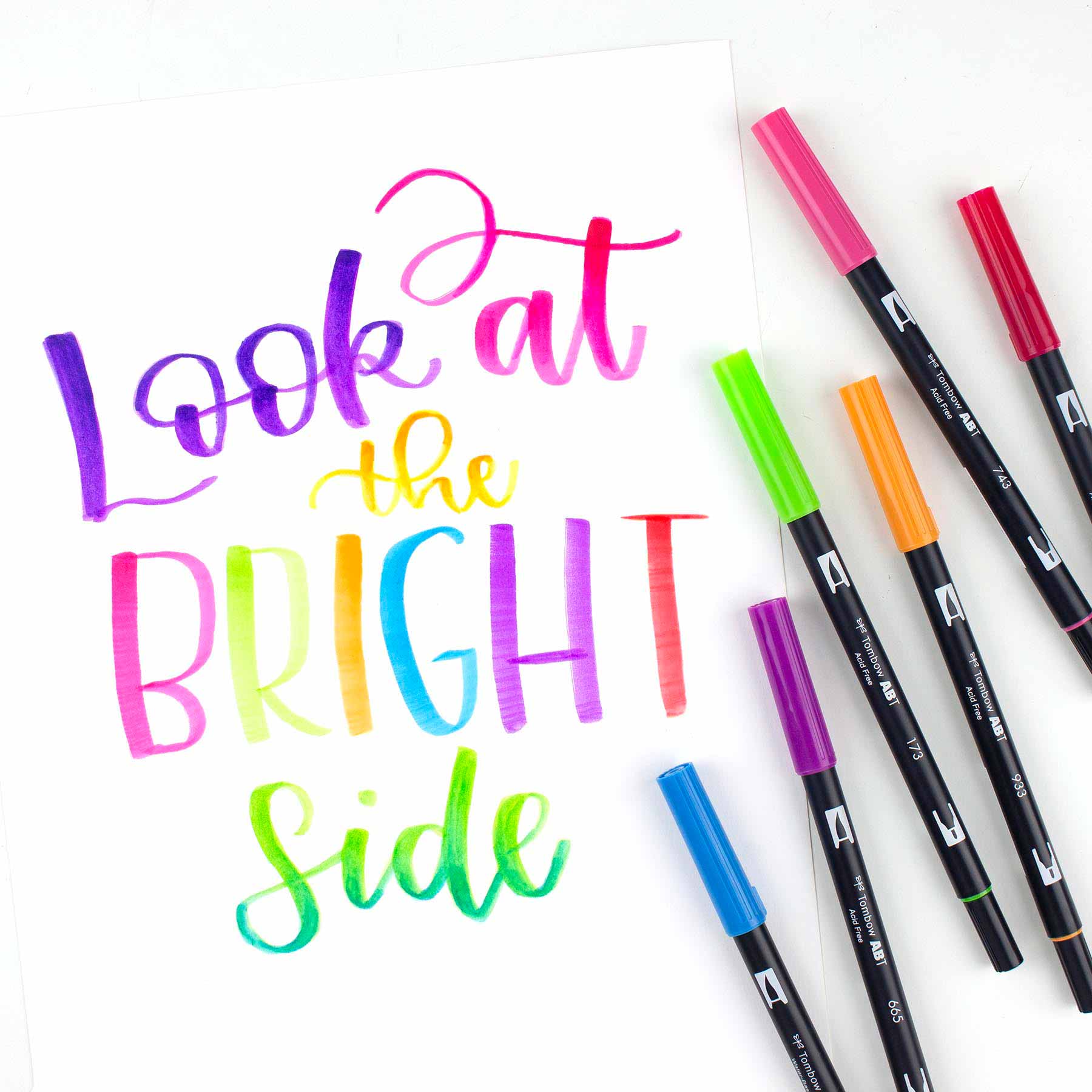 Tombow AB-T Dual Brush Pen Bright (Parlak Renkler) 6'lı Set