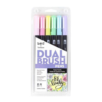 Tombow AB-T Dual Brush Pen Pastel (Pastel Renkler) 6'lı Set