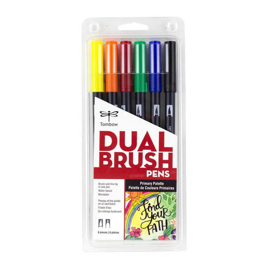 Tombow AB-T Dual Brush Pen Primary (Ana Renkler) 6'lı Set