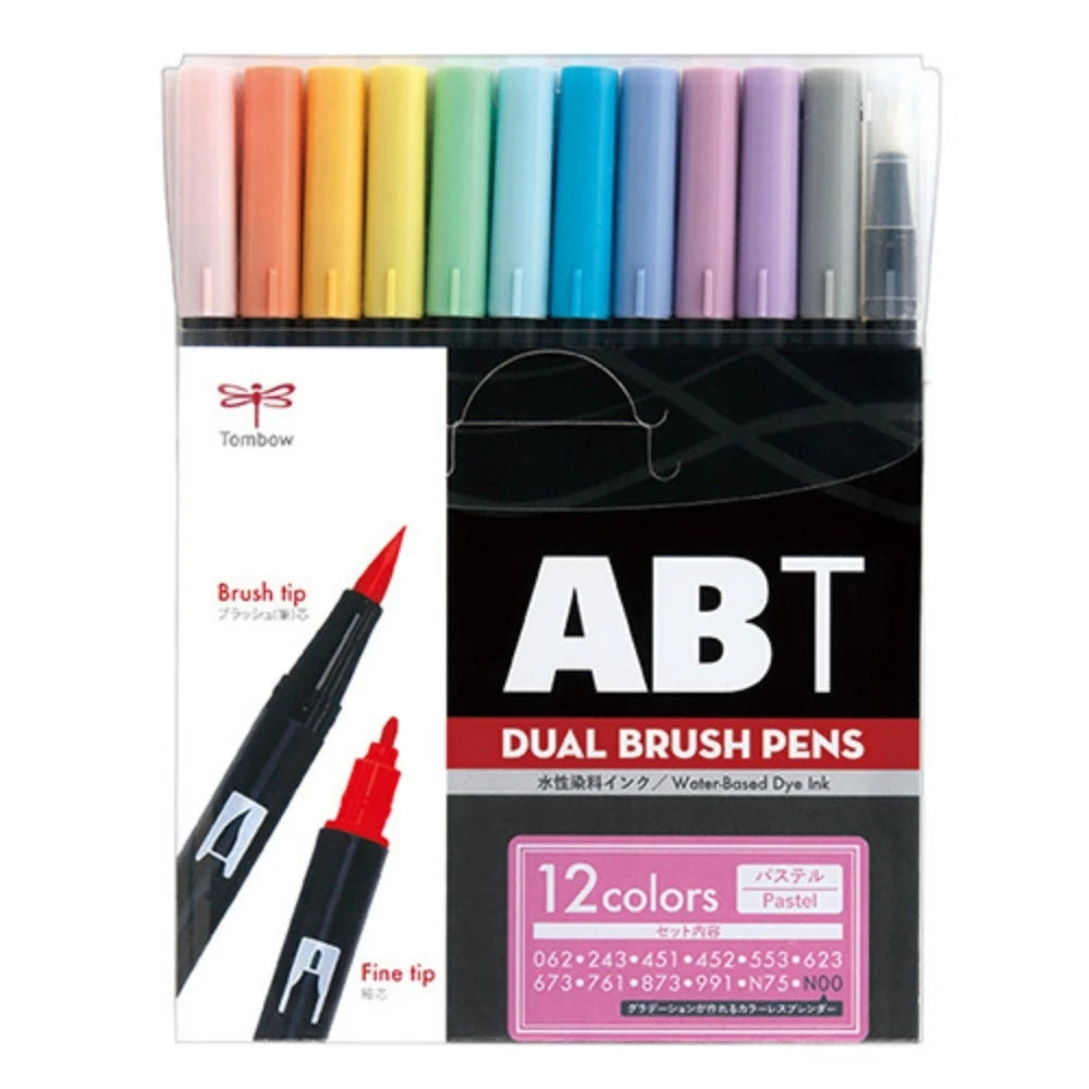 Tombow AB-T Dual Brush Pen Grafik Kalemi Seti Pastel (Pastel Renkler) 12 Renk