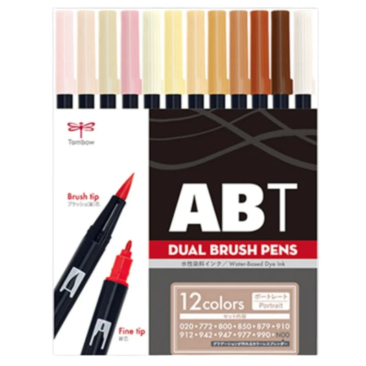 Tombow AB-T Dual Brush Pen Grafik Kalemi Seti Portrait (Portre Renkleri) 12 Renk