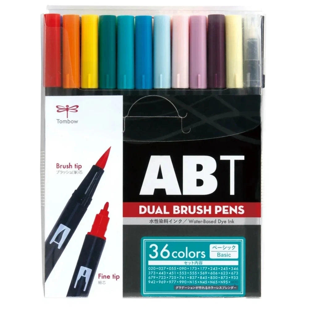 Tombow AB-T Dual Brush Pen Grafik Kalemi Seti Basic (Temel Renkler) 36 Renk