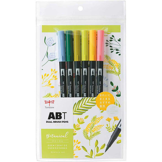 Tombow AB-T Dual Brush Pen Botanical (Botanik Renkler) 6'lı Set