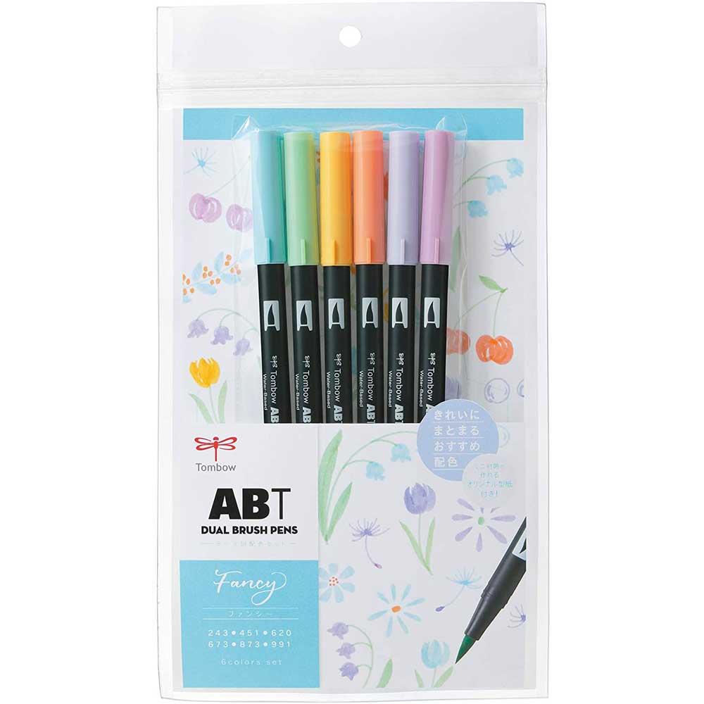 Tombow AB-T Dual Brush Pen Fancy (Fantazi Renkler) 6'lı Set