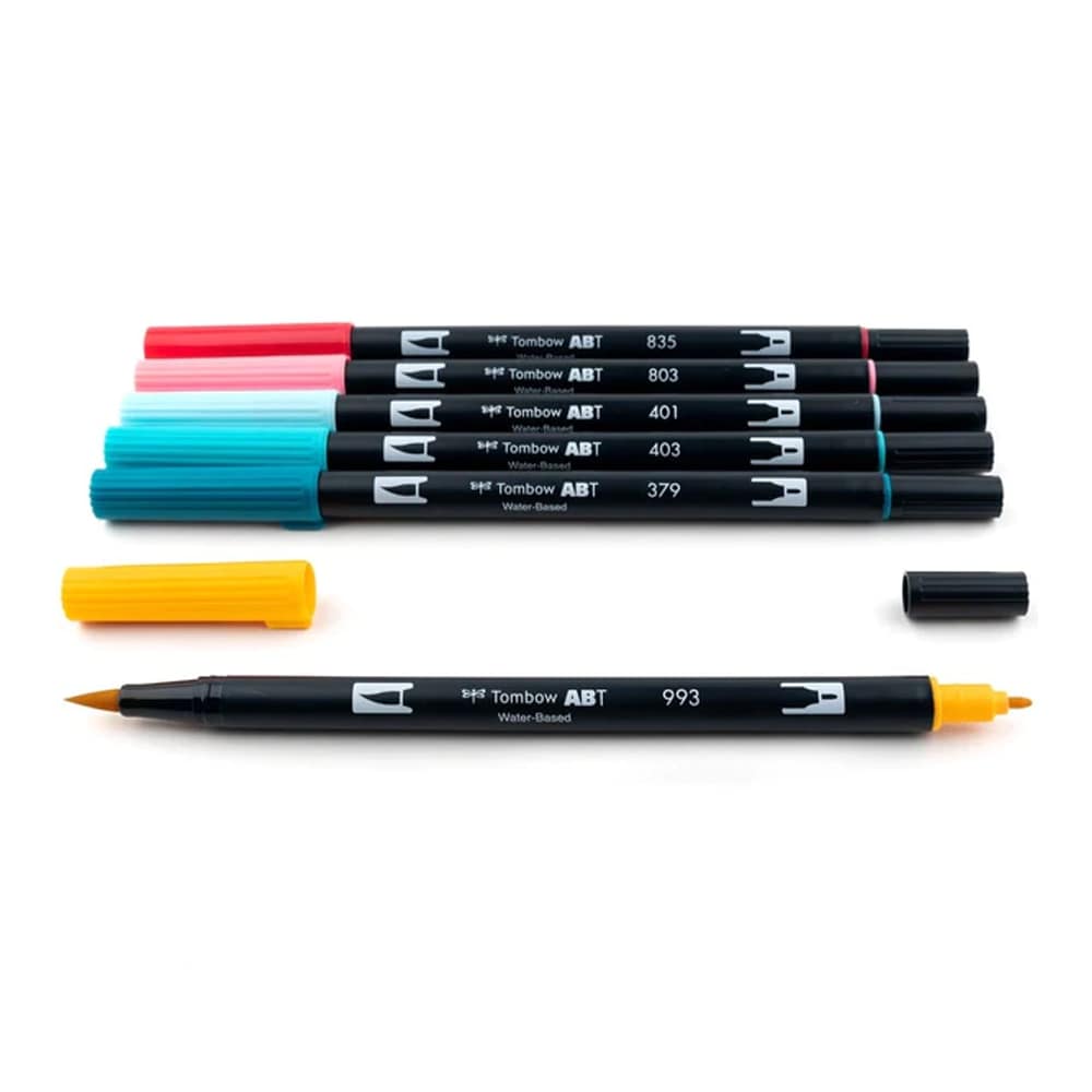 Tombow AB-T Dual Brush Pen Merry&Bright (Neşeli & Parlak Renkler) 6'li Set