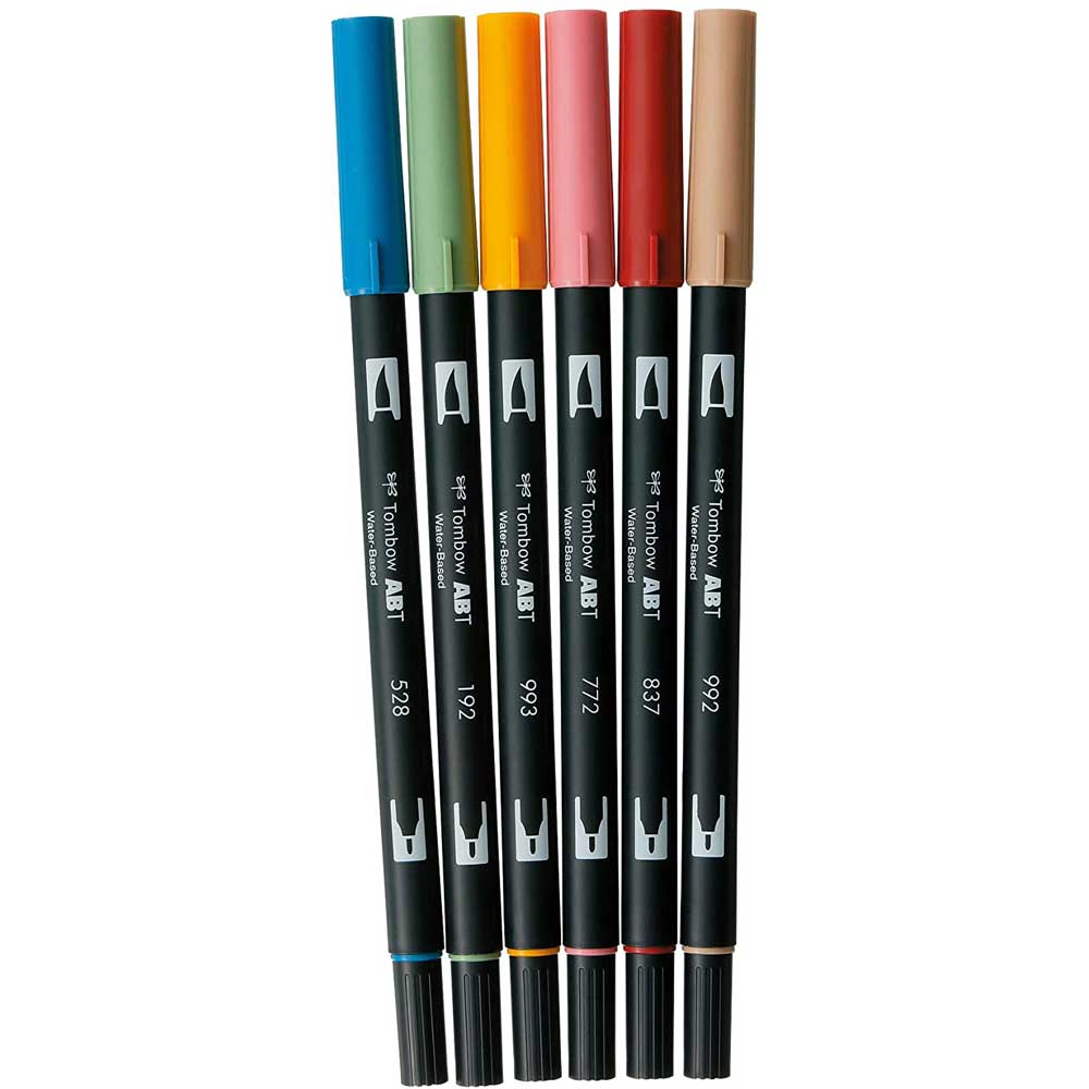 Tombow AB-T Dual Brush Pen Nordic (Nordik Renkler) 6'lı Set