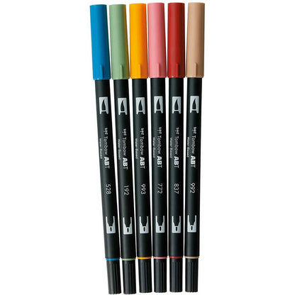 Tombow AB-T Dual Brush Pen Nordic (Nordik Renkler) 6'lı Set