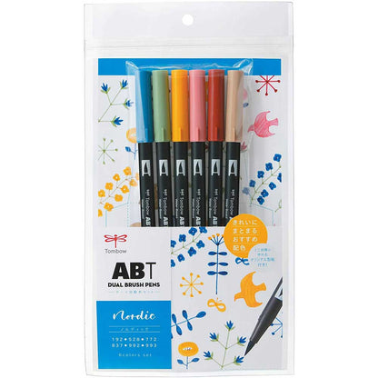 Tombow AB-T Dual Brush Pen Nordic (Nordik Renkler) 6'lı Set