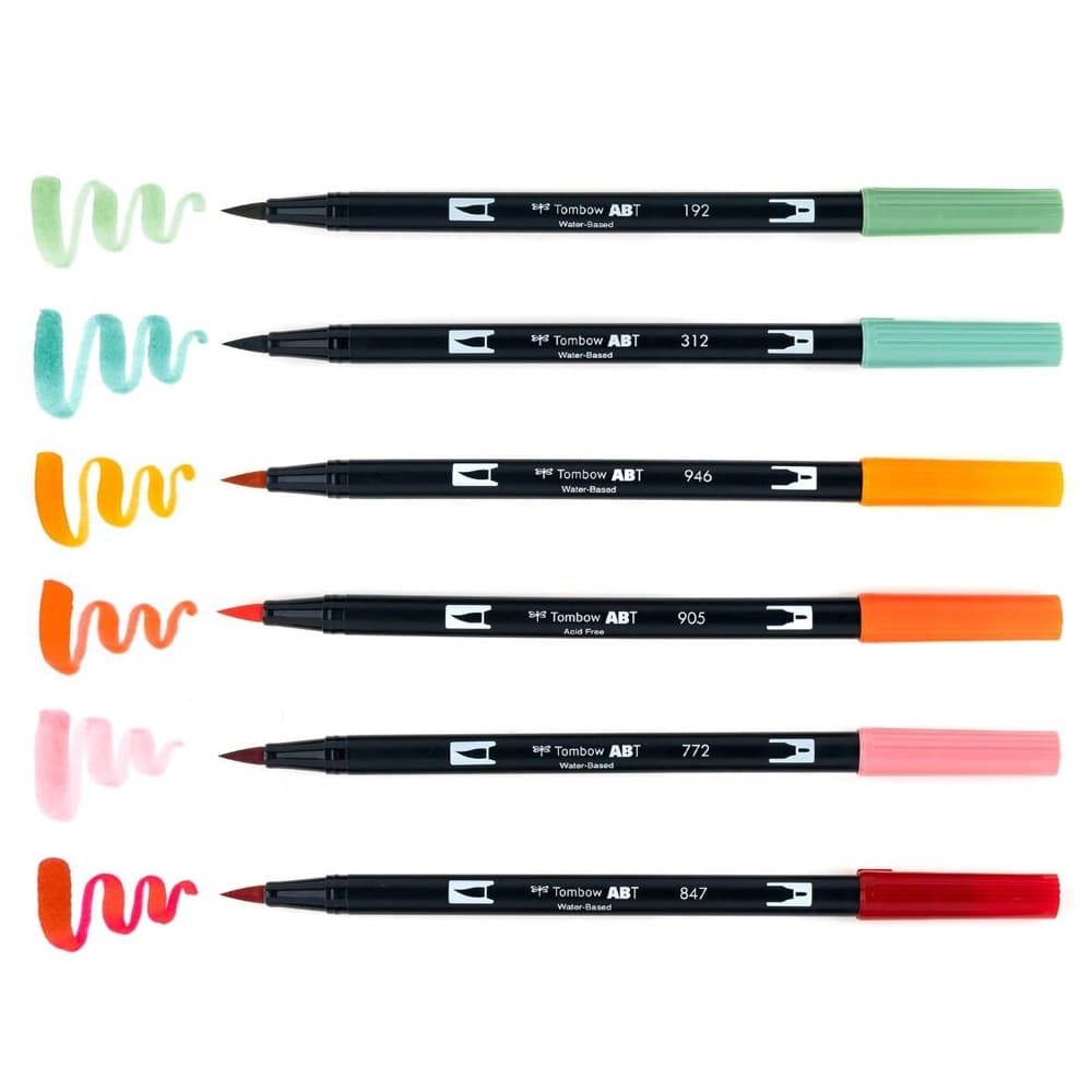 Tombow AB-T Dual Brush Pen Pumpkin Spice (Balkabağı Baharatı Renkleri) 6'li Set