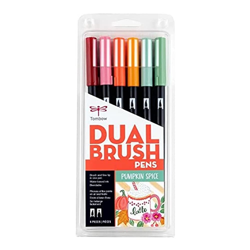 Tombow AB-T Dual Brush Pen Pumpkin Spice (Balkabağı Baharatı Renkleri) 6'li Set
