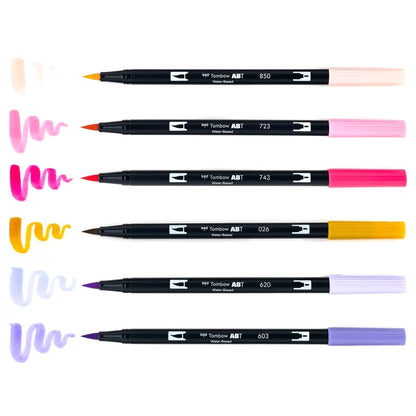 Tombow AB-T Dual Brush Pen Sweetheart (Romantik Renkleri) 6'li Set