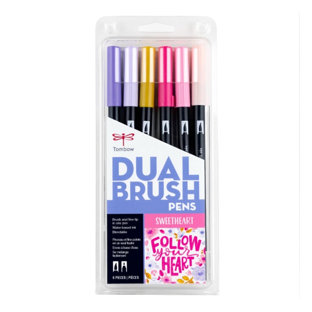 Tombow AB-T Dual Brush Pen Sweetheart (Romantik Renkleri) 6'li Set