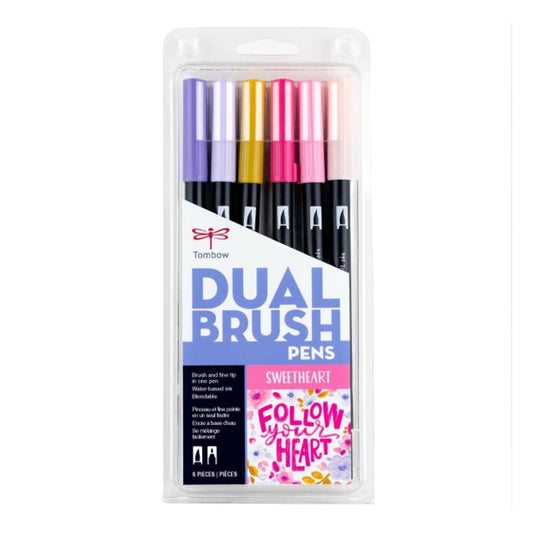 Tombow AB-T Dual Brush Pen Sweetheart (Romantik Renkleri) 6'li Set
