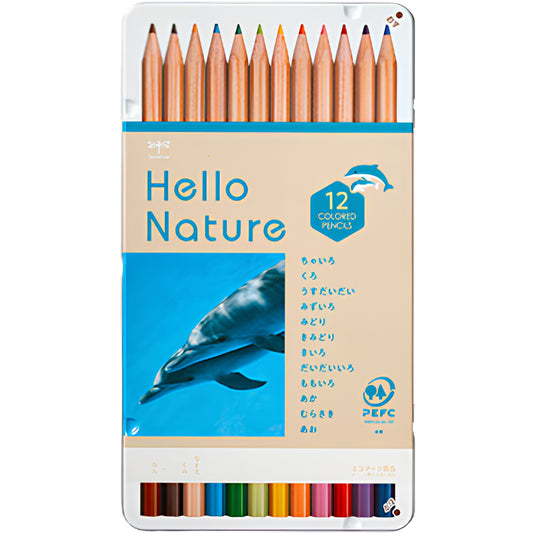Tombow Hello Nature Boya Kalemi Seti Metal Kutulu 12 Renk Yunus