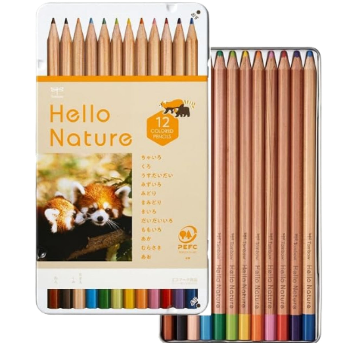 Tombow Hello Nature Boya Kalemi Seti Metal Kutulu 12 Renk Panda