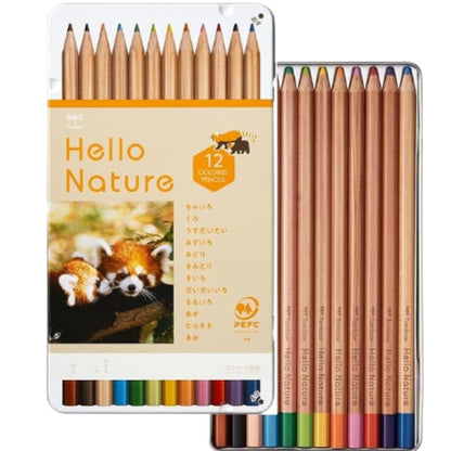Tombow Hello Nature Boya Kalemi Seti Metal Kutulu 12 Renk Panda