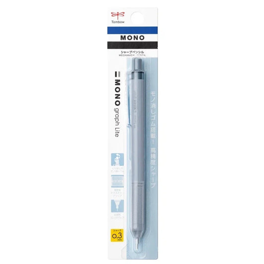 Tombow MONO Graph Lite Mekanik Kurşun Kalem 0,3mm Gri Mavi - Blisterli