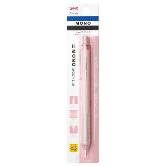 Tombow MONO Graph Lite Mekanik Kurşun Kalem 0,3mm Gri Pembe - Blisterli